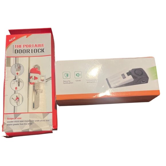 Portable Door Lock & Stop Alarm Set For Travel/Home Security Cruise Hotel Safety - Picture 1 of 2